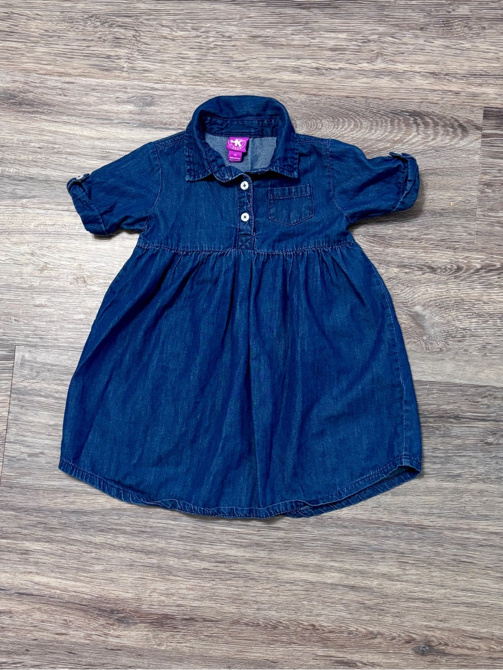J. Khaki Toddler Girl Blue Chambray Denim
Button Front Shirt Dress - 3T